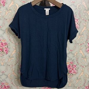 EUC slight high low TEAL elevated short sleeve t-shirt style top SOFT size M